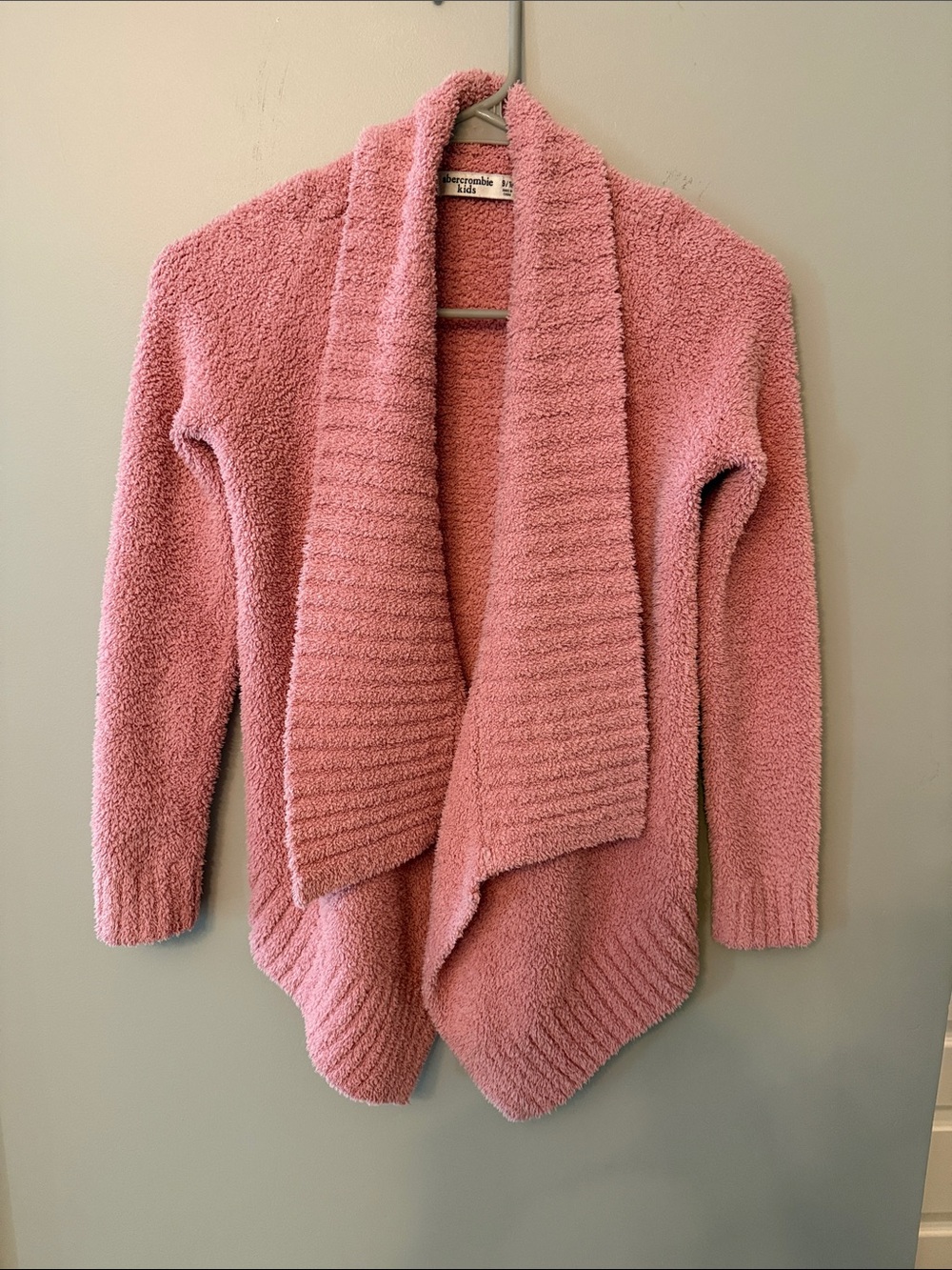 abercrombie kids Pink Bouclé Open-Front Cardigan, Size 9/10